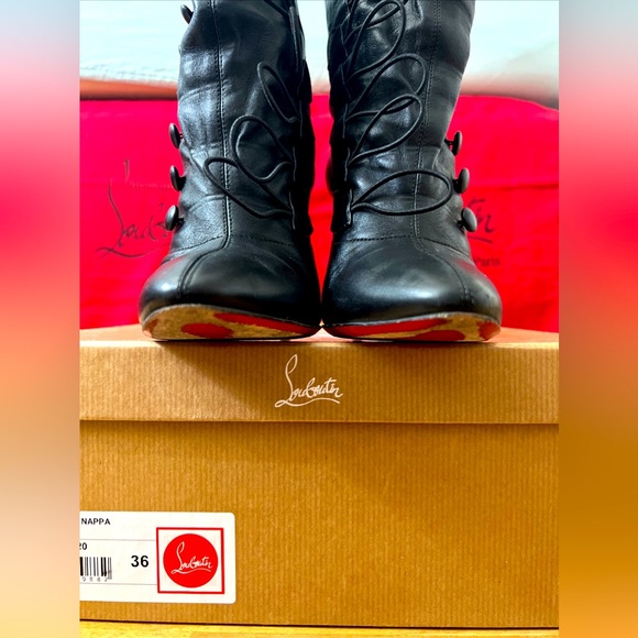 Christian Louboutin French Tutu Button Black Leather Booties Size 36, US 6, USED - Picture 12 of 16